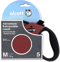 Alcott Adventure Retractable Reflective Belt Leash for Dogs, 16' Long, MD Red