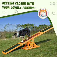 Wooden Dog Agility Seesaw for Balance Training and Exercise, Platform Equipment Run Game Toy, Weather Resistant Pet Supp