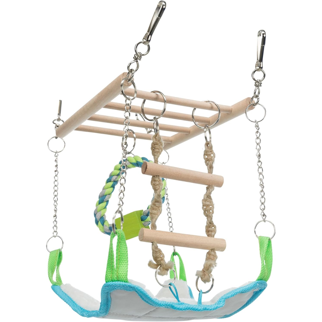 Small Animal Suspension Bridge, Hanging Cage Accessory With Hammock And Climbing Toys