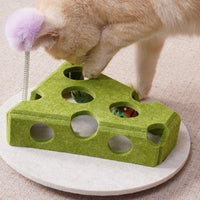 Cat Puzzle Toy With Ball And Spring-loaded Wand Felt Indoor Cat Toy Box Suction Cup Base Treat Puzzle Helps Cats Play In