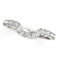 14k White Gold Curved Design Pave Diamond Wedding Ring (1/6 cttw)