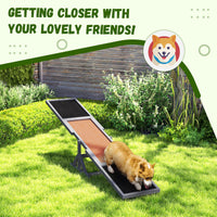 Wooden Dog Agility Seesaw for Training and Exercise, Weather Resistant, 83" L x 16" W x 14" H, Gray