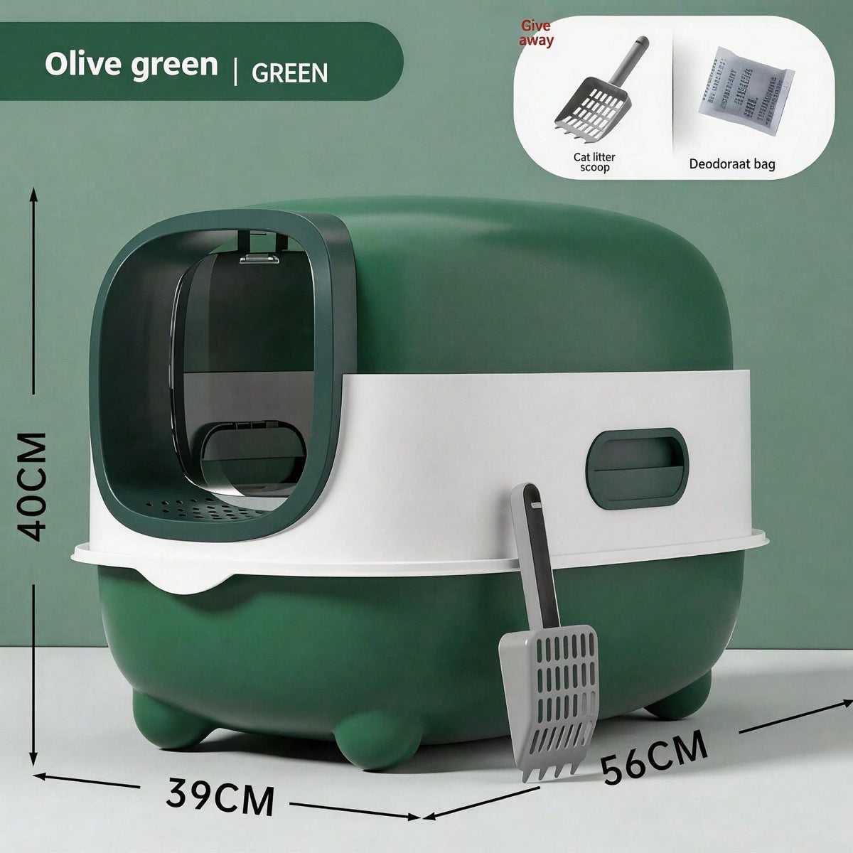 Fully Enclosed Cat Litter Box With UV Sterilization Odor Control, Large 56cm Space For Big Cats, Easy Clean 180 Flip Top