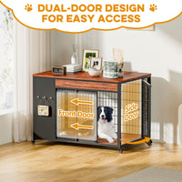 38in Dog Crate Furniture - Dog Crate With DIY Frame, Sliding Door Indoor Kennel, Wooden Dog Cage End Table, For Medium-L