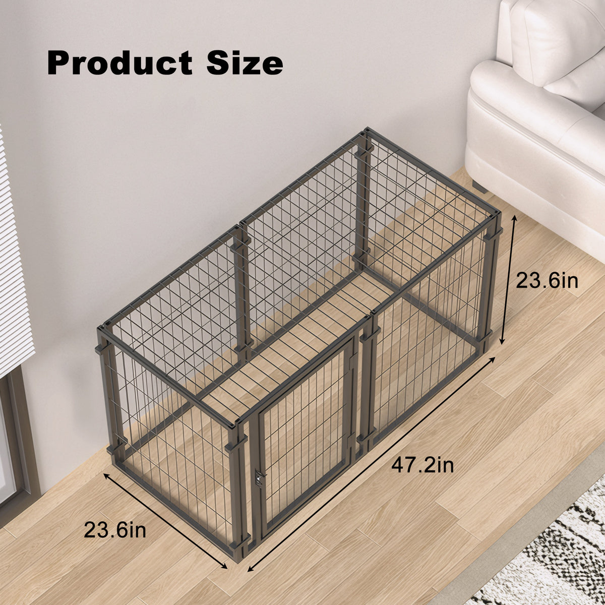 47.2" Dog Crate for Small Medium Large Dogs, Puppy Dog Playpen for Yard Indoor Outdoor Use, Pet Dog Cage Kennel (47.2"L 
