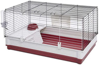 158 Wabbitat Deluxe Rabbit Home, Rabbit Cage, 39.5 L X 23.75 W X 19.75 H Inch, Maroon/White - BIG FRENCHIES