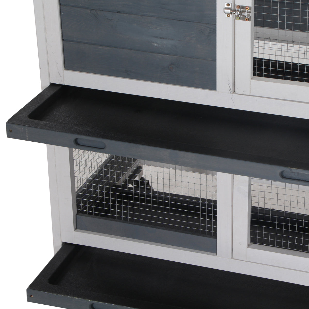 Wooden Rabbit Hutch Bunny Hutch Elevated Pet House Cage Small Animal Habitat with No Leak Tray Lockable Door Openable To