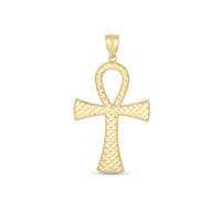 14k Yellow Gold High Polish Textured Ankh Pendant