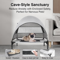 Elevated Outdoor Dog Bed with Canopy Cooling Pet Cot Camping Tent