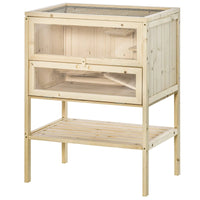 3-Tier Wooden Hamster Cage Mice And Rat Cage Small Animals Hutch With Openable Top, Front Door, Shelf, Natural Wood