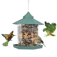 Hanging Gazebo Wild Bird Feeder Outdoor Bird Seed Station with Large Capacity 6 Feeder Ports for Garden Patio Park Weath