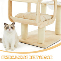 Modern Heavy-Duty No-Drill Cat Tree-Solid Wood Multi-Story Board, 4-Story Multi-Column Cat Tower, 57.9in For Multi-Cat H