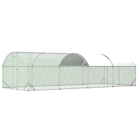 26x9x6Large Metal Chicken Coop,Walk-in Poultry Cage,Chicken Run With Waterproof Cover,Outdoor Backyard Farm,Chicken Rabb