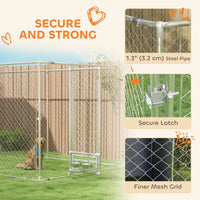 Galvanized Chain Link Large Outdoor Dog Kennel With Waterproof & UV-Resistant Cover, For M&L Dogs, 19.7' X 7.5' X 7.5',M