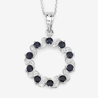 1.30 Carat Genuine Blue Sapphire and White Topaz .925 Sterling Silver Pendant