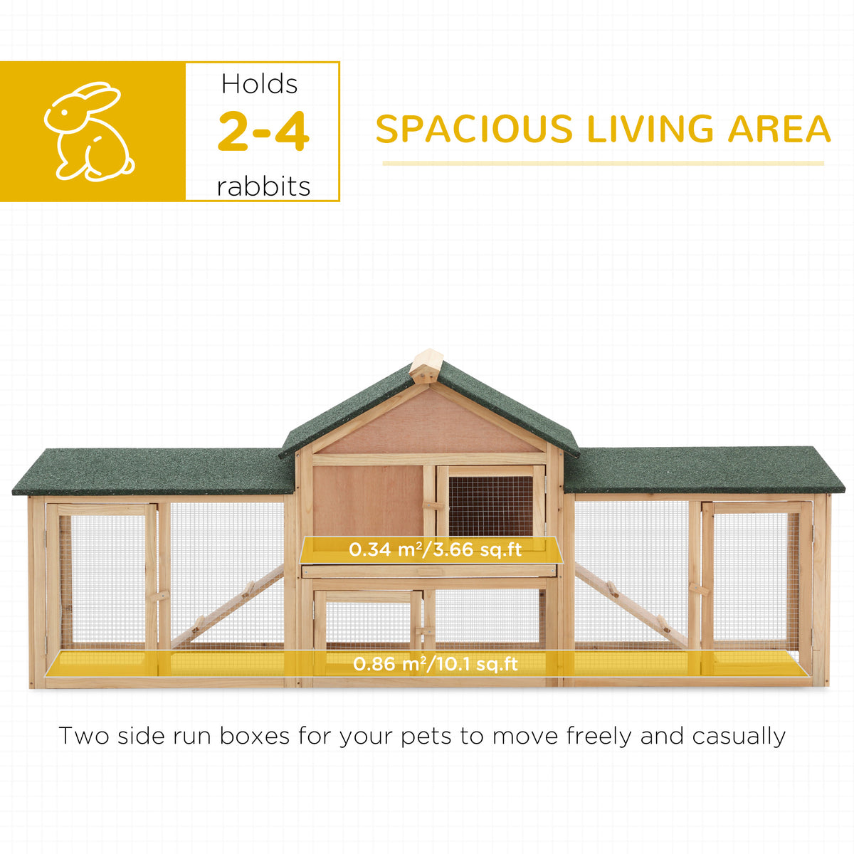 Rabbit Cage Outdoor, Rabbit House 83" 2 Story Deluxe XL Wooden Rabbit Hutch Big Bunny Cage w/ Ladder and Run