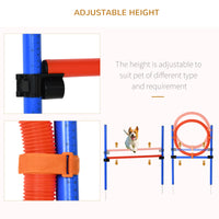 Dog Pet Agility Training Kit High Jump Weave Pole Ring Obedience Training Set Adjustable Equipment Portable