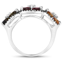 8.38 Carat Genuine Multi Tourmaline .925 Sterling Silver Ring