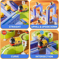 101-Piece Electric Train Track Toy Set Rechargeable Electric Train & DIY Assembly Track Kit Creative Building Block Raci