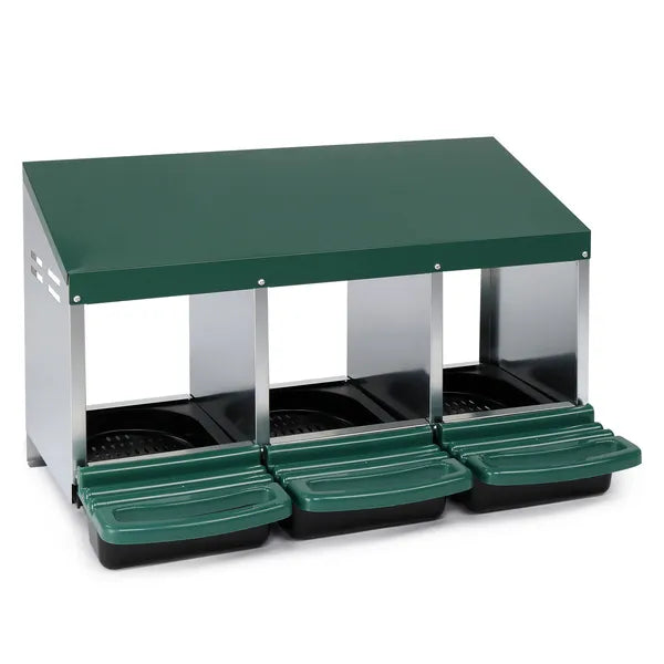 3 Compartment Roll Out Chicken Nesting Box With Plastic Basket, Egg Nest Box Chicken Laying Box Hens Chicken Coop Box, G
