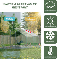10 x 13ft Outdoor Large Metal Chicken Run Coop with 1 piece of Waterproof Cover, Garden Backyard Walk-in Hen Cage Poultr