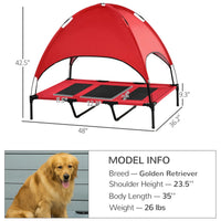 48 In X 36 In Elevated Dog Cot Cooling Pet Bed With UV Protection Canopy Shade, Portable Raised Outdoor Dog Bed, Heavy D