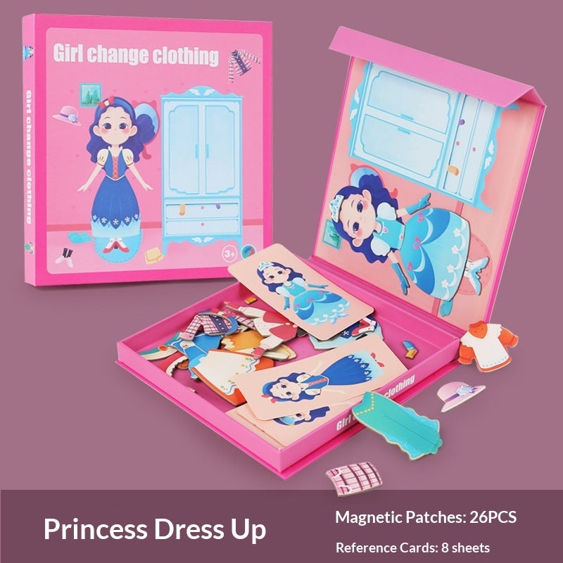 Magnetic Puzzle Featuring Characters In Various Professions And A Princess Dress-up Set