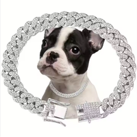 US LOCAL STOCK Hiphoppet Beautiful Hot Sale Luxury Alloy Dog Chain Sparkling Diamond Secure Metal Chain Choker For Dogs 
