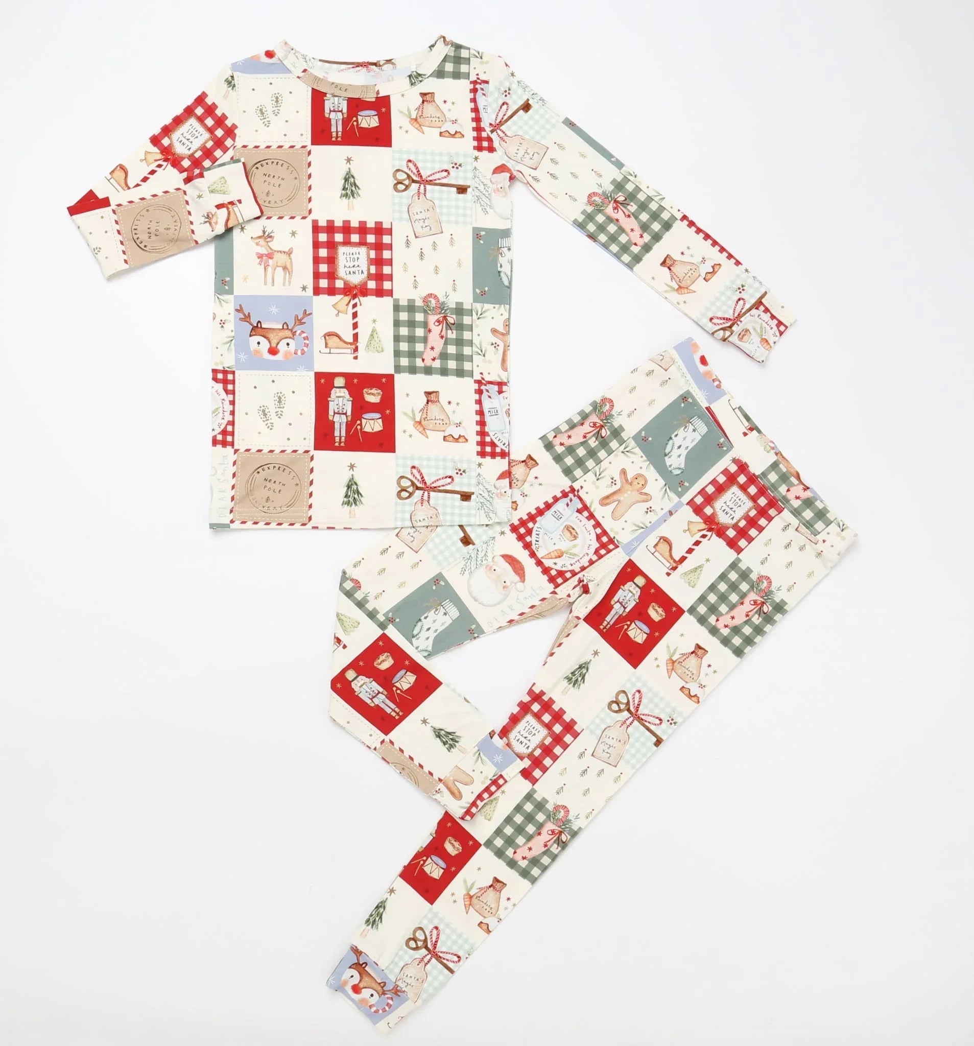 Christmas Patchwork Bamboo Christmas Pajamas - 2pc Set - BIG FRENCHIES