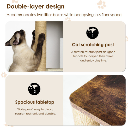 Double Cat Litter Box Enclouse,Cat Litter Box Enclosure For 2 Cats, Cat Litter Cabinet, Double Litter Box Enclosure With