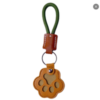 Pet Fur Memory Charm Leather Keychain Keepsake For Dog Cat Hair Paw-Shaped Design Memorial Sympathy Gift For Grieving Ow