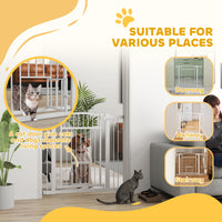 30"-41" Extra Wide Walk Through Dog Gate w/ Cat Door, 3-Inch & 5.5-Inch Extension Kits, 30" High