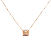 14K Yellow Gold 1/4 Cttw Diamond Matte Finished Pyramid Pendant Necklace (G-H Color, SI1-SI2 Clarity) - 18 Inches