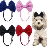 4Pcs Dog Hair Bow Headband For Small Medium Dogs, Adjustable Pet Dog Hair Bow Headband For Pets Puppy Cats Grooming Acce