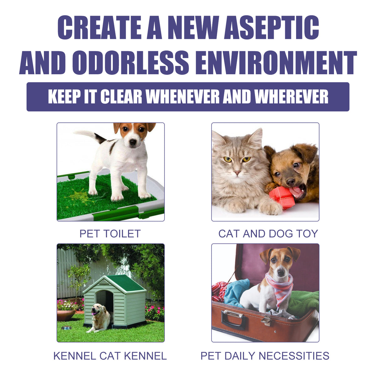 60ml Natural Pet Deodorant Spray With Portulaca & Aloe Extract, Pet Odor Eliminator, Non-Toxic Gentle Formula For Dogs