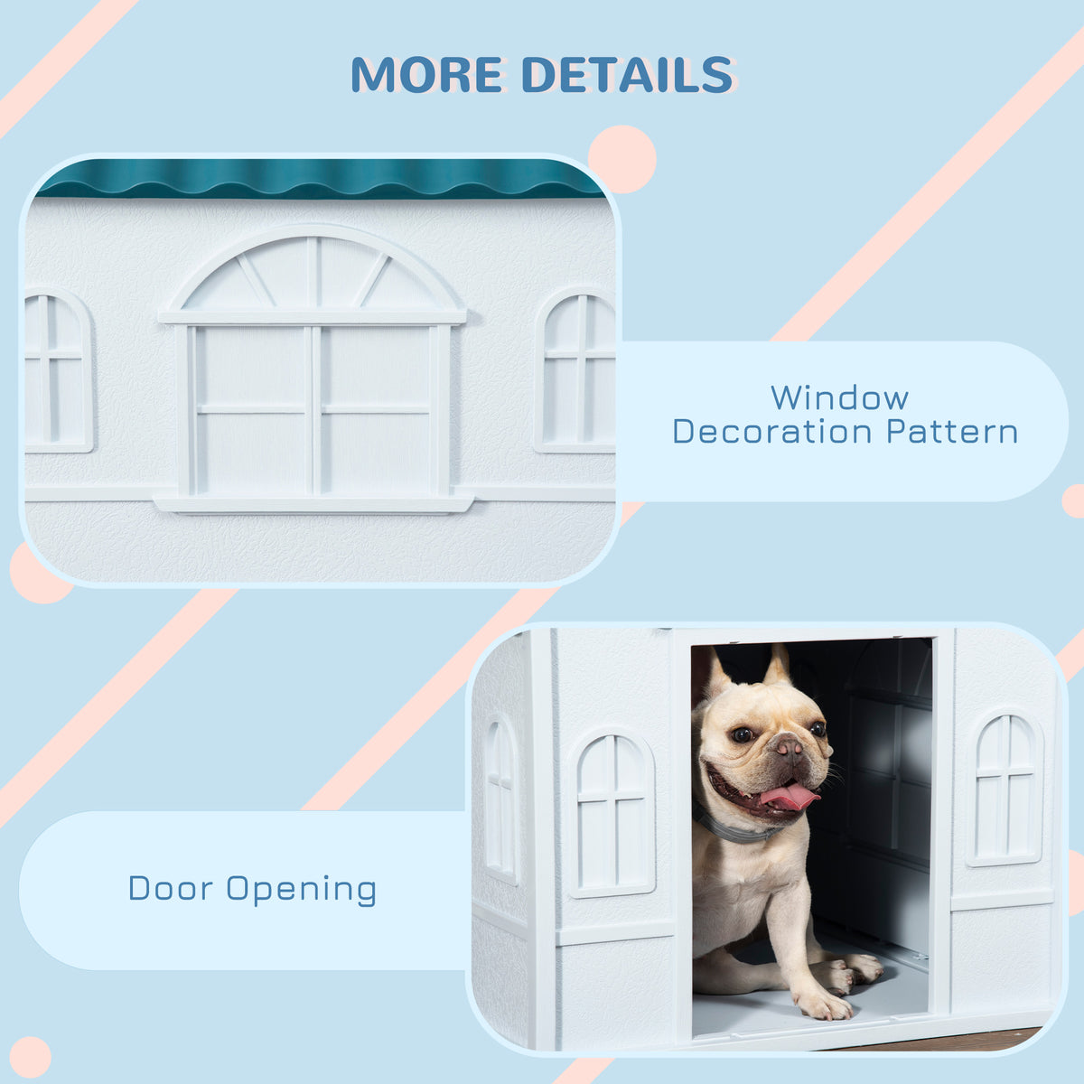 Plastic Dog House for Medium and Small Dogs, Water Resistant Puppy Shelter Indoor Outdoor with Door, Easy to Assemble, B