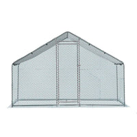 2X2X2m&6.5x6.5x6.5ft Silver Chicken Coop With Pointed Roof, 180g PE Rain Cloth, Metal Chicken And Rabbit Cage