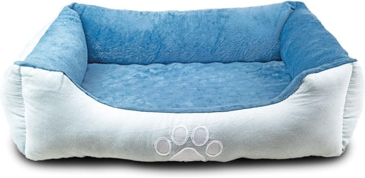 Upgrade your furry friend's comfort with our Medium Orthopedic Rectangle Bolster Pet Bed in Blue! 🐾💙 Perfect for restful naps and support! - BIG FRENCHIES