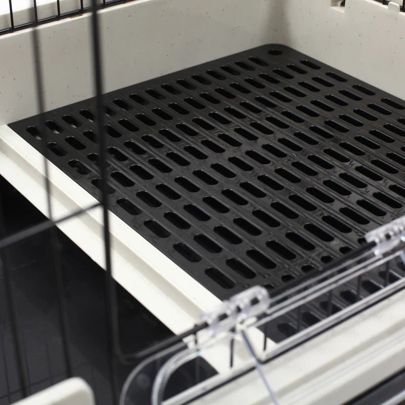 PawHut 2-Level Small Animal Cage Rabbit Hutch With Wheels, Removable Tray, Platform And Ramp For Bunny, Chinchillas, Fer