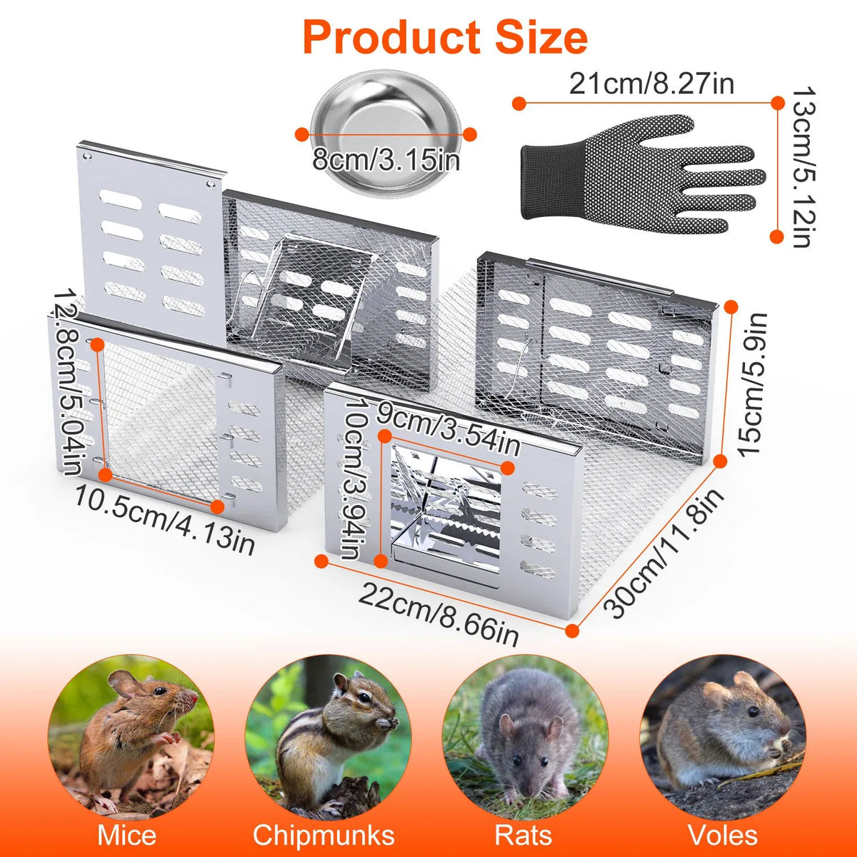 2Pcs Humane Rat Trap Catch and Release Live Mouse Cage Traps with Automatic Continuous Cycle Trapping for Chipmunk Roden