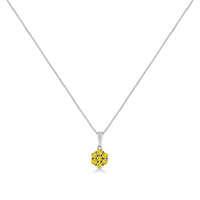 .925 Sterling Silver 1/2 Cttw Prong Set Treated Green Diamond Floral Cluster 18" Pendant Necklace (Green Color, I1-I2 Clarity)
