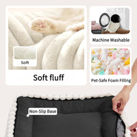 Cute Cat Couch For Pets - Fluffy Cat Beds With Premium Soft Corduroy Fleece, Fuzzy Cats Beds For Indoor Cats With Remova