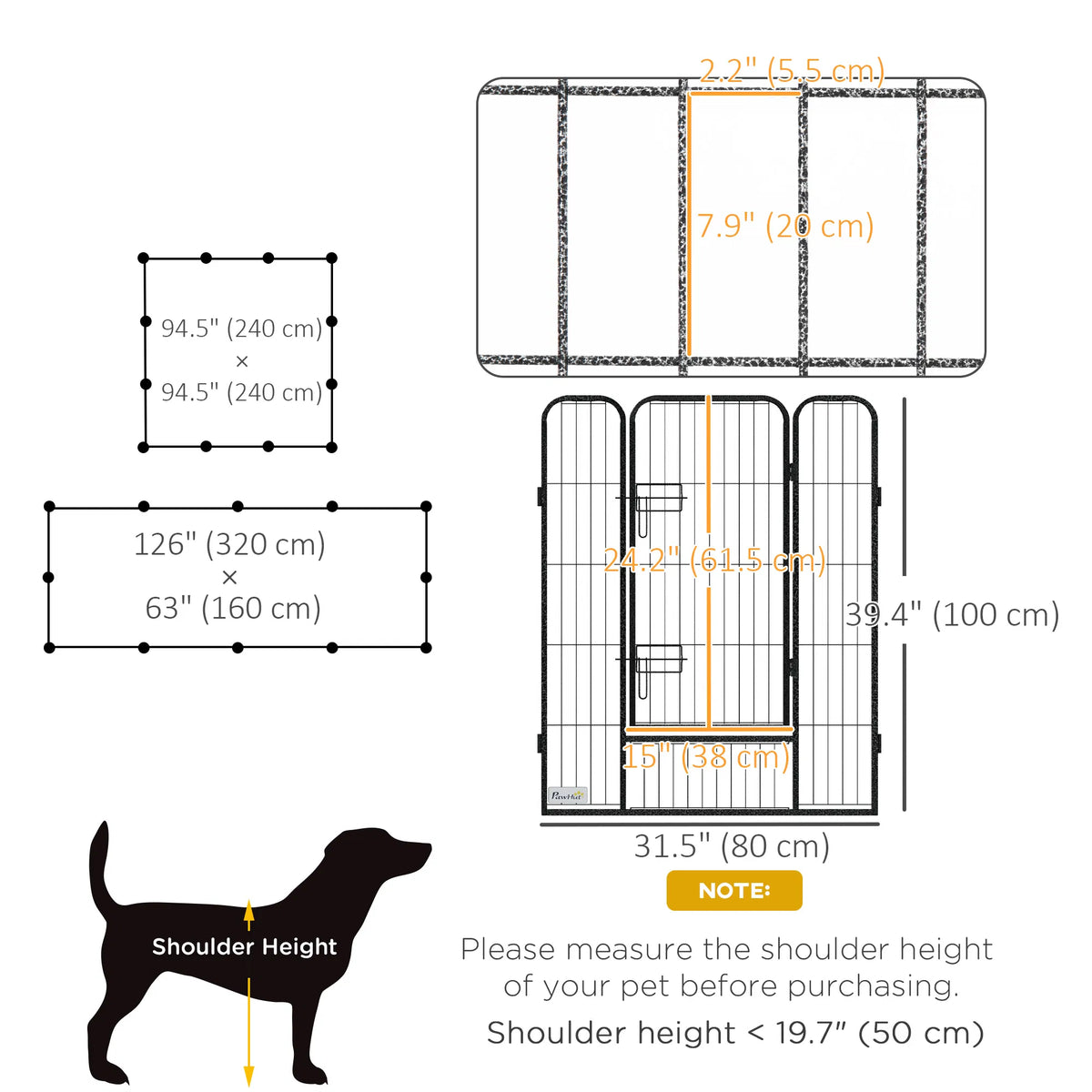 Dog Pen with Gate, 12 Panels Puppy Playpen, Dog Fence, 39"H