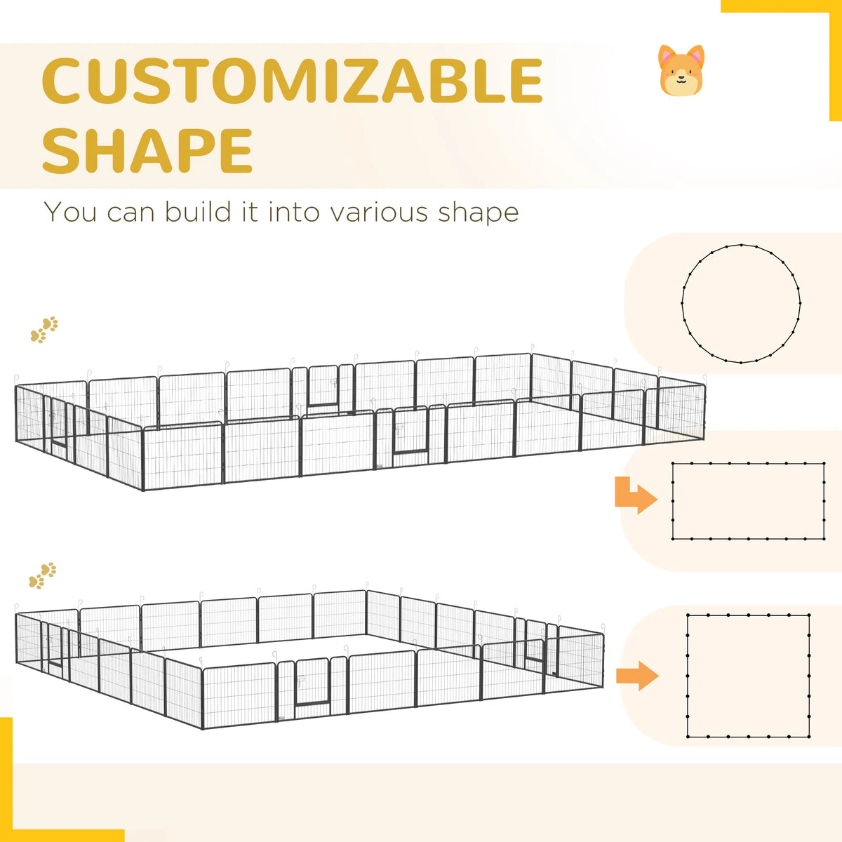 24 Panel 24" Height Heavy Duty Dog Playpen for Small Medium Dogs, Grey