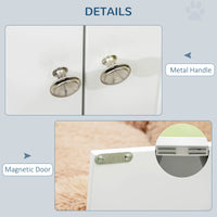 Elevated Dog Bowls for Large Dogs Pet Feeding Station with Stand, Storage, 2 Stainless Steel Food and Water Bowls, White
