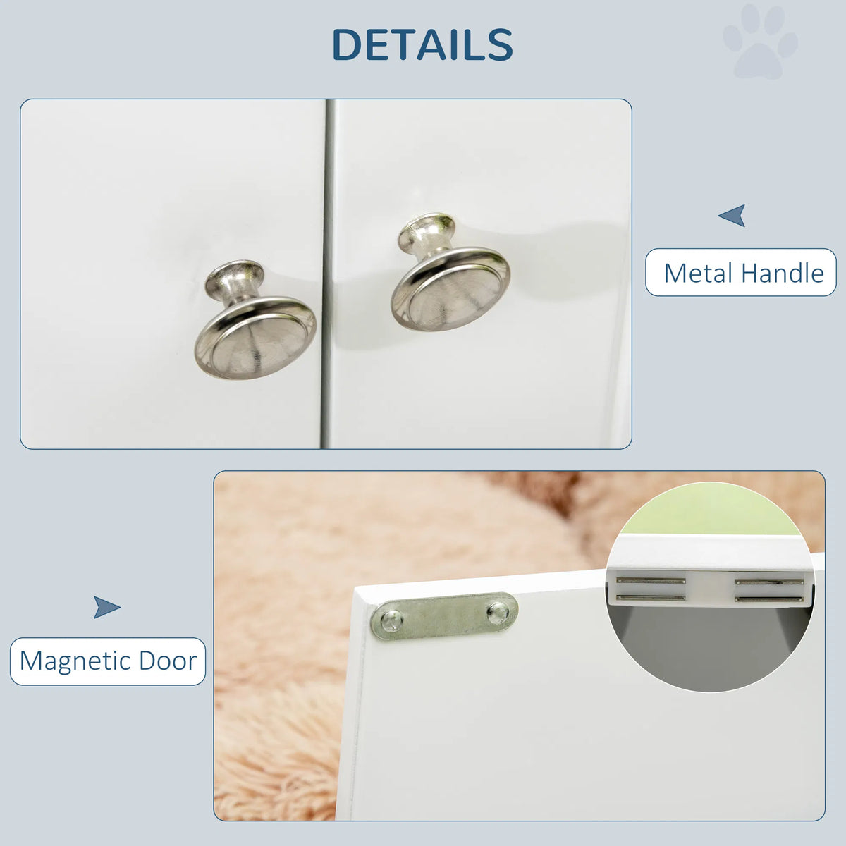 Elevated Dog Bowls for Large Dogs Pet Feeding Station with Stand, Storage, 2 Stainless Steel Food and Water Bowls, White