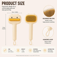 Cute Cartoon Bear Self-Cleaning Pet Brush Universal Deshedding Comb For Cats And Dogs Removes Loose Fur & Detangles Comf