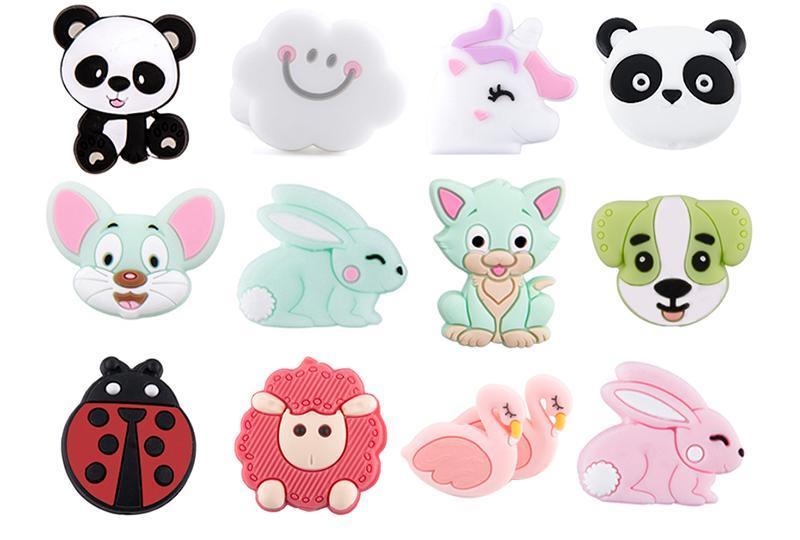5PCS/SET Silicone Animal Beads BPA Free Baby Teething Beads Toy For Pacifier Clips New Born Silicone Rodent Tiny Rod Baby Teether For Baby Kids - BIG FRENCHIES