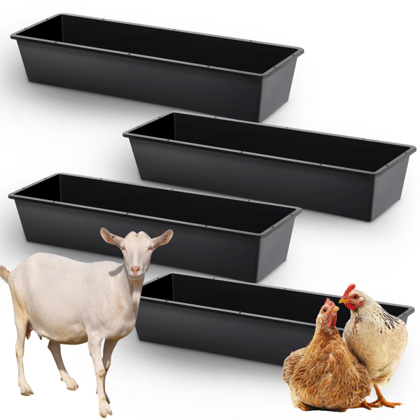 4-piece Dual-purpose Plastic Livestock Feed Trough Suitable For Daily Feeding Of Horses, Goats, Pigs And Other Animals W