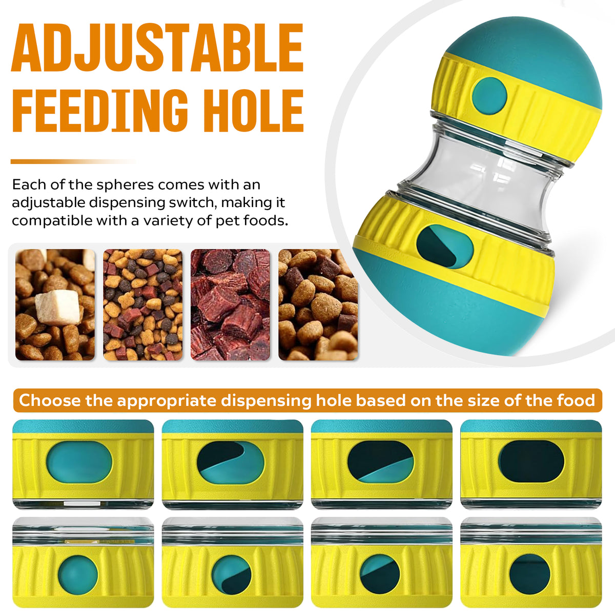 Dog Puzzle Toy, Adjustable Treat Dispensing Ball Food Dispenser Tough Slow Feeder Puppy Enrichment Training Toy Pet Inte